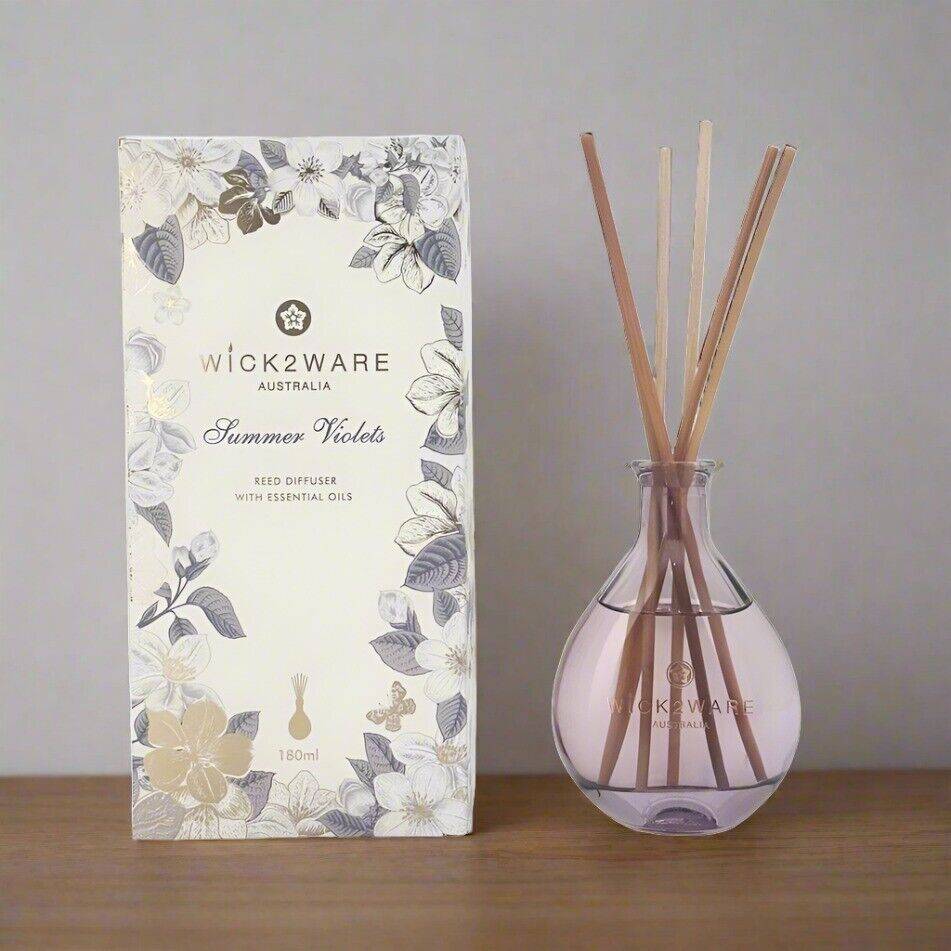 Wick2ware Australia 180ml Summer Violets Reed Diffuser with Essential Oils - One Oasis