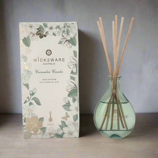 Wick2ware Australia 180ml Cucumber Casaba Reed Diffuser with Essential Oils - One Oasis