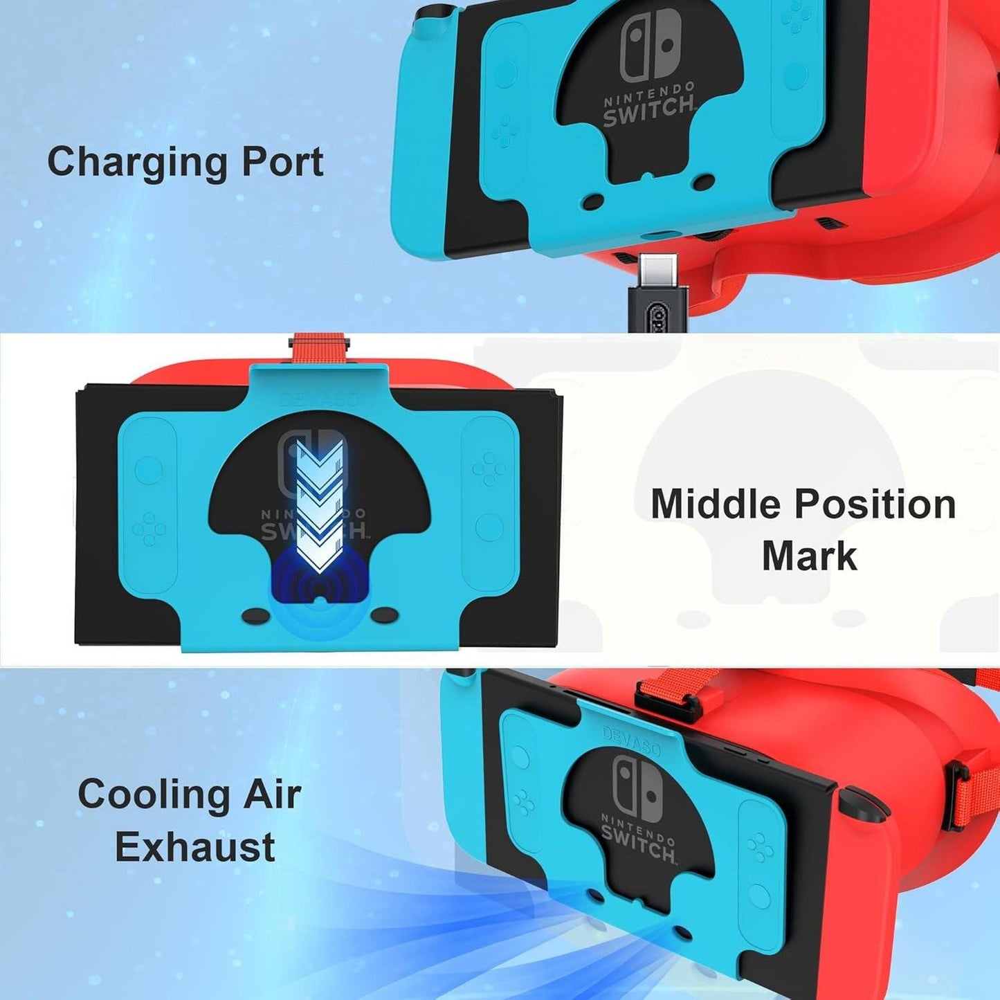 DEVASO VR Headset for Nintendo Switch Orange&Blue - One Oasis