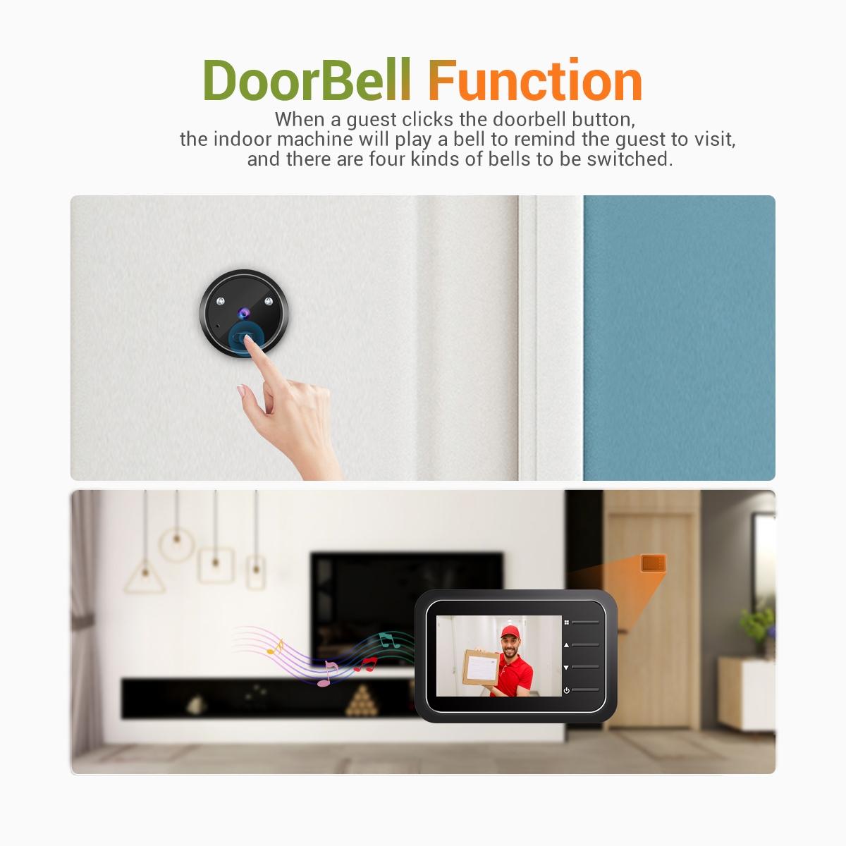 2.4 Digital Door Viewer With Night Vision Tf Card Slot Photo & Video Capture