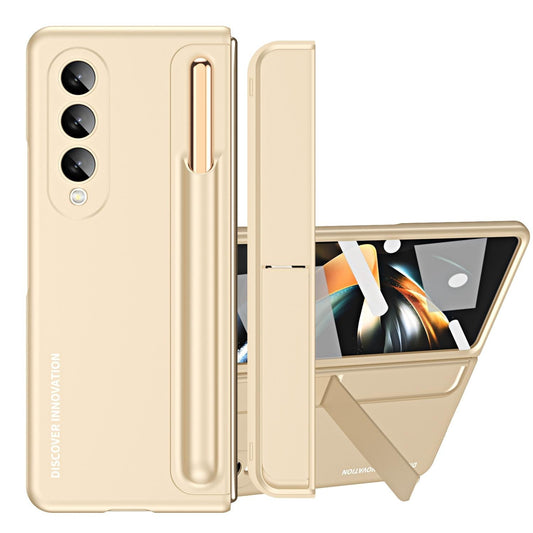 For Samsung Galaxy z Fold4 5G Samsung Galaxy z Fold4 2-in-1 Detachable Folding Case with Holder & Pen Slot - Beige