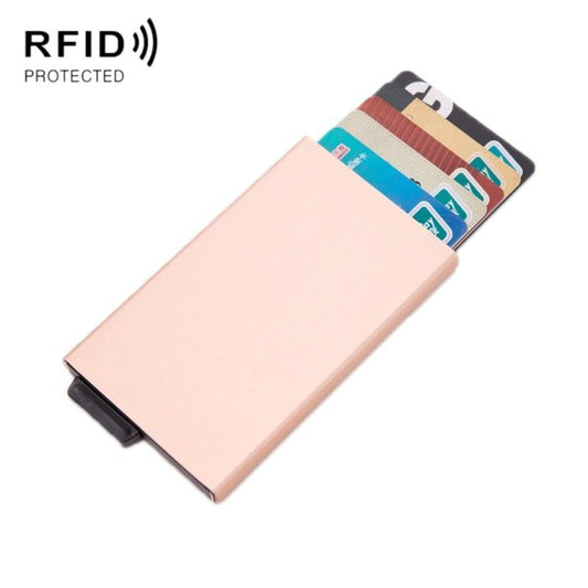 Automatic Eject Rfid Blocking Aluminum Card Wallet - Golden