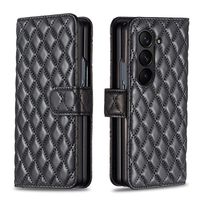 For Samsung Galaxy Z Fold4 5G Samsung Fold 4 Diamond Lattice Wallet Case - Sleek And Stylish - Pink