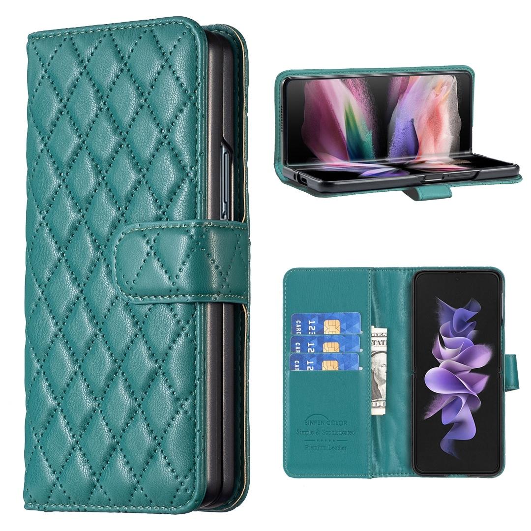 For Samsung Galaxy Z Fold4 5G Samsung Fold 4 Diamond Lattice Wallet Case - Sleek And Stylish - Pink