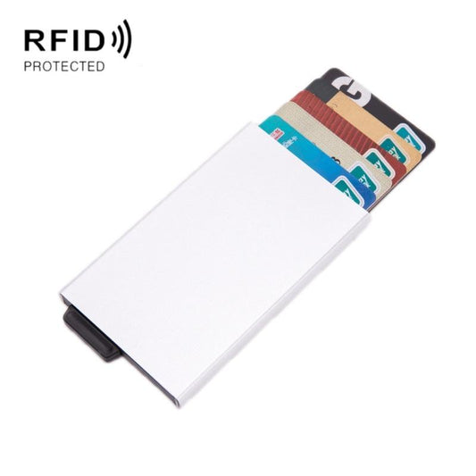 Automatic Eject Rfid Blocking Aluminum Card Wallet - Silver