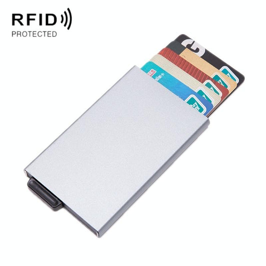 Automatic Eject Rfid Blocking Aluminum Card Wallet - Gray