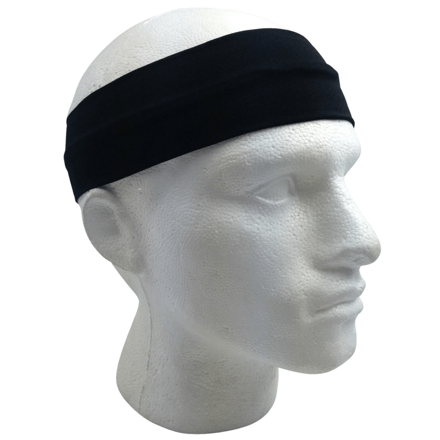 PLAIN HEADBAND Elastic Stretch Sports Yoga Hair Band Unisex 8cm Wide Wrap - Black - One Oasis
