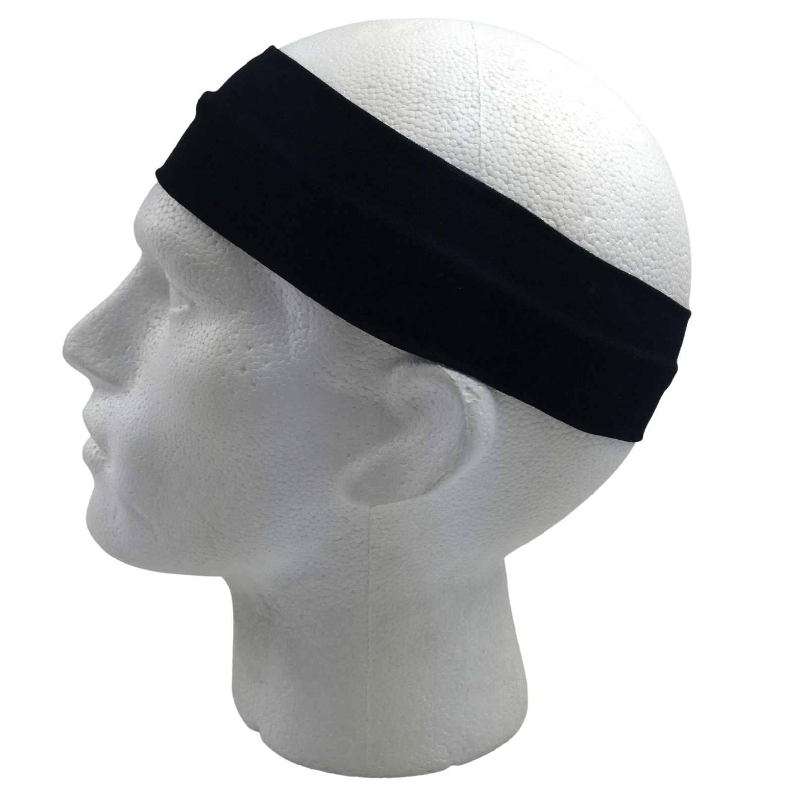 PLAIN HEADBAND Elastic Stretch Sports Yoga Hair Band Unisex 8cm Wide Wrap - Black - One Oasis