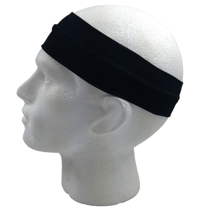 PLAIN HEADBAND Elastic Stretch Sports Yoga Hair Band Unisex 8cm Wide Wrap - Black - One Oasis
