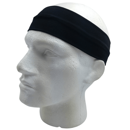 PLAIN HEADBAND Elastic Stretch Sports Yoga Hair Band Unisex 8cm Wide Wrap - Black - One Oasis