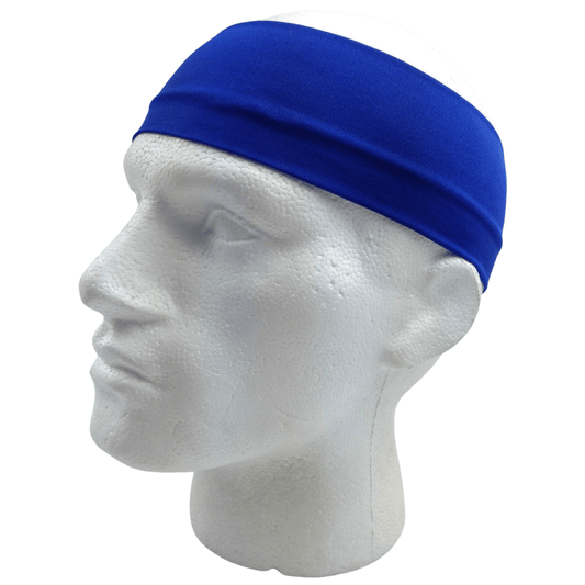 PLAIN HEADBAND Elastic Stretch Sports Yoga Hair Band Unisex 8cm Wide Wrap - Blue - One Oasis