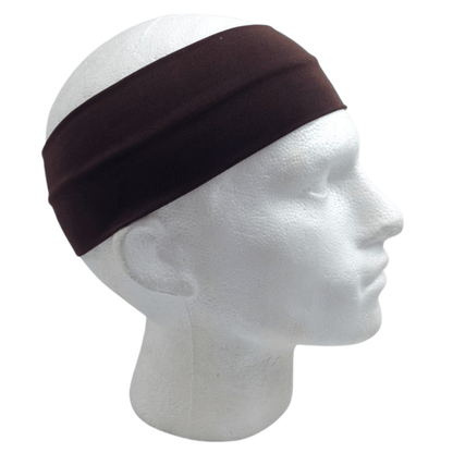 PLAIN HEADBAND Elastic Stretch Sports Yoga Hair Band Unisex 8cm Wide Wrap - Brown - One Oasis