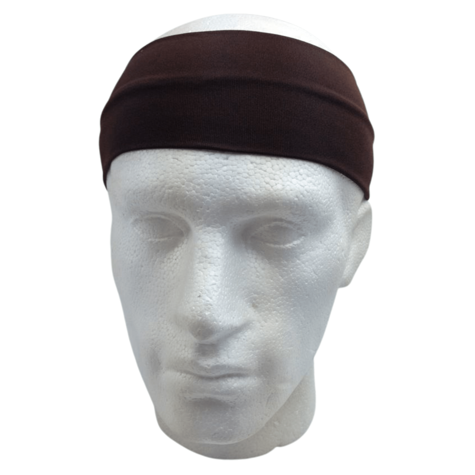 PLAIN HEADBAND Elastic Stretch Sports Yoga Hair Band Unisex 8cm Wide Wrap - Brown - One Oasis