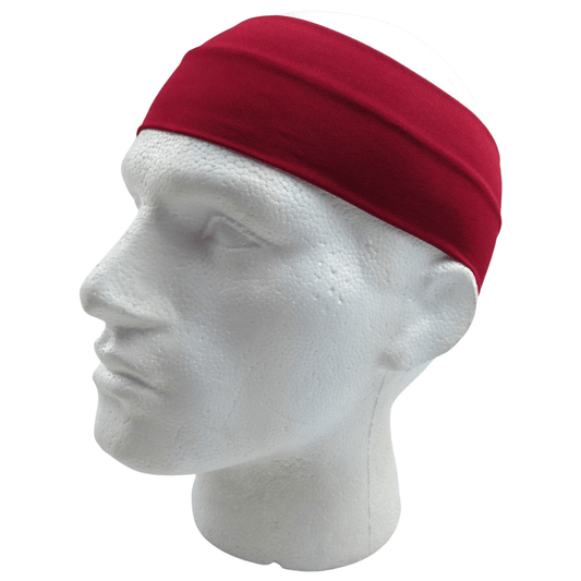 PLAIN HEADBAND Elastic Stretch Sports Yoga Hair Band Unisex 8cm Wide Wrap - Burgundy - One Oasis