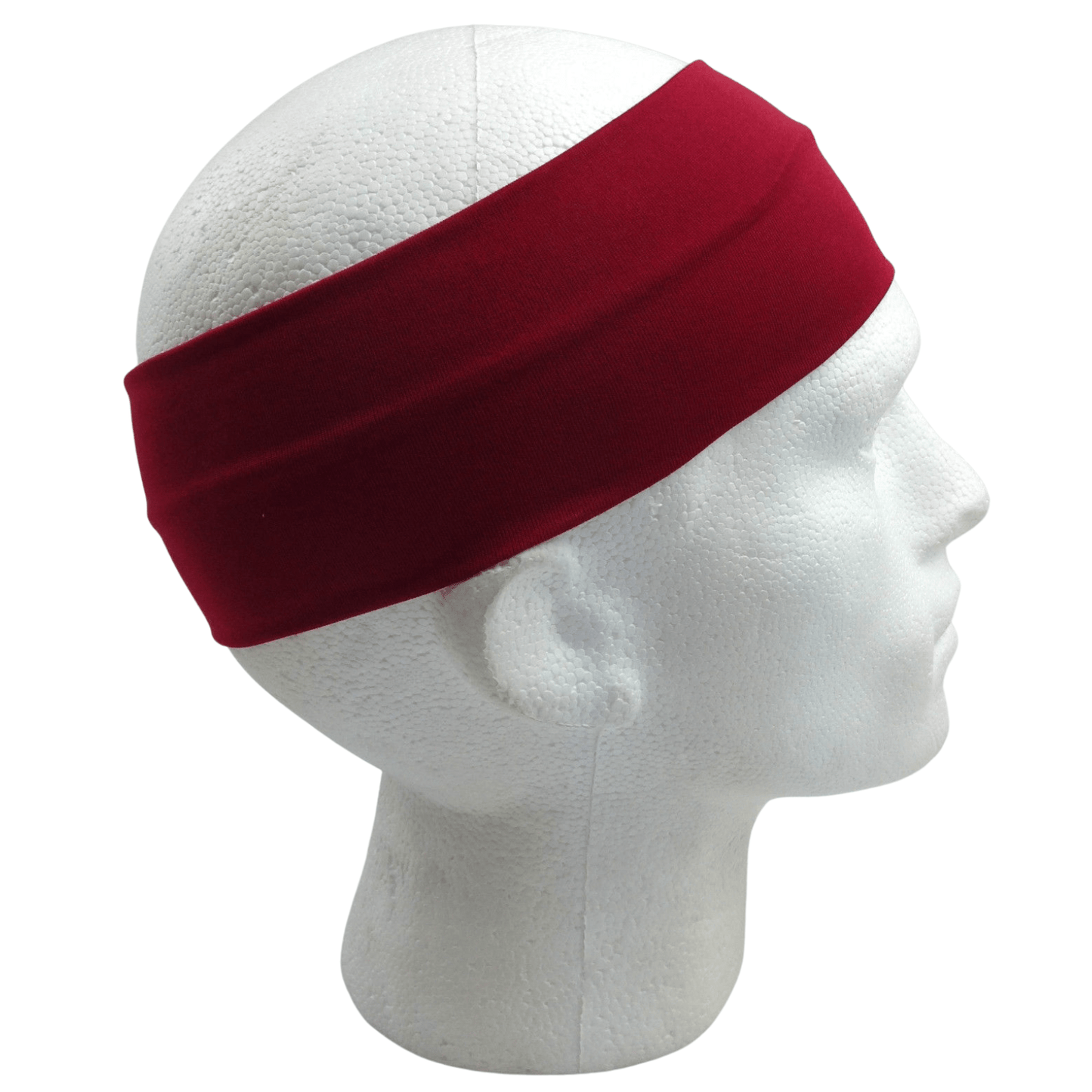 PLAIN HEADBAND Elastic Stretch Sports Yoga Hair Band Unisex 8cm Wide Wrap - Burgundy - One Oasis