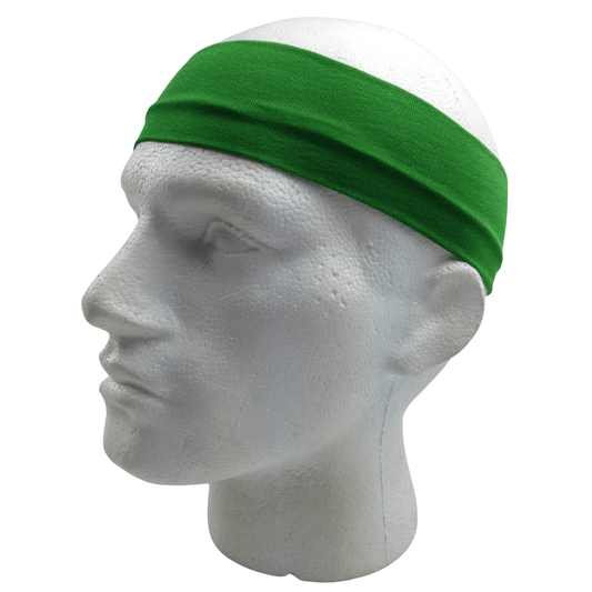 PLAIN HEADBAND Elastic Stretch Sports Yoga Hair Band Unisex 8cm Wide Wrap - Green - One Oasis