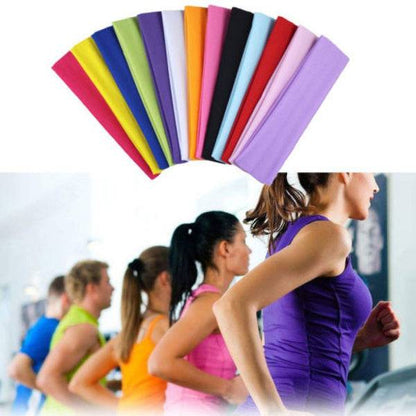 PLAIN HEADBAND Elastic Stretch Sports Yoga Hair Band Unisex 8cm Wide Wrap - Hot Pink - One Oasis