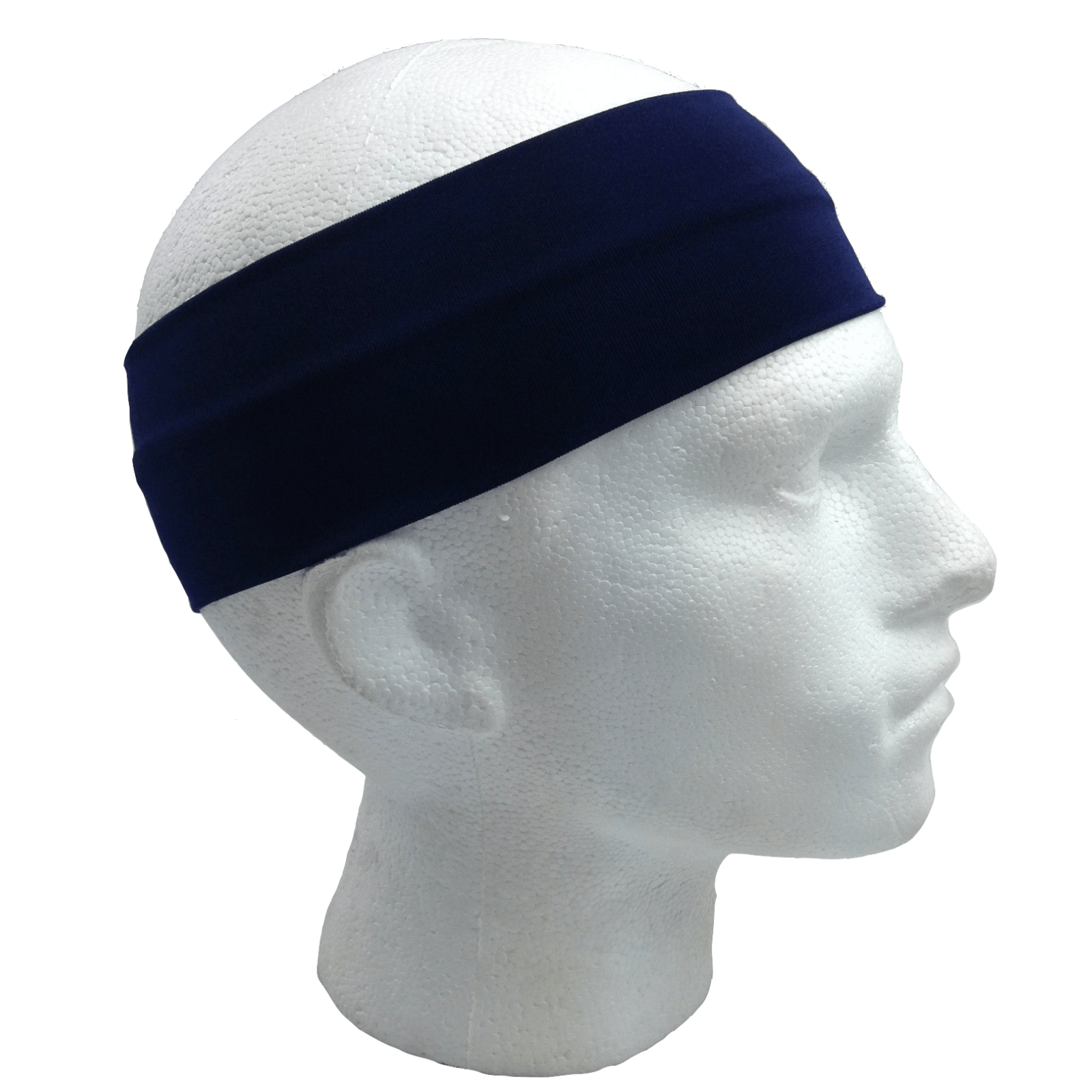PLAIN HEADBAND Elastic Stretch Sports Yoga Hair Band Unisex 8cm Wide Wrap - Navy Blue - One Oasis