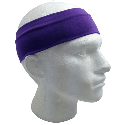 PLAIN HEADBAND Elastic Stretch Sports Yoga Hair Band Unisex 8cm Wide Wrap - Purple - One Oasis
