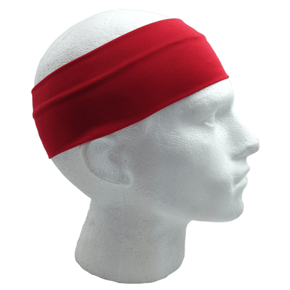 PLAIN HEADBAND Elastic Stretch Sports Yoga Hair Band Unisex 8cm Wide Wrap - Red - One Oasis
