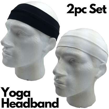 2pc Set Plain Headband Elastic Stretch Sports Yoga Hair Band Unisex Wide Wrap - One Oasis