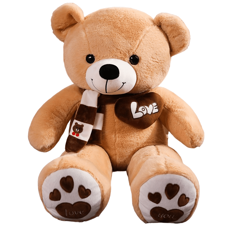 NNECN Huge 100cm Khaki Giant Teddy Bear Toys Stuffed Animals Soft Plush Cotton Scarf Bear Hold Pillow Doll - One Oasis