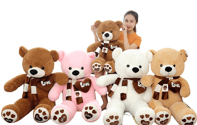 NNECN Huge 100cm Khaki Giant Teddy Bear Toys Stuffed Animals Soft Plush Cotton Scarf Bear Hold Pillow Doll - One Oasis