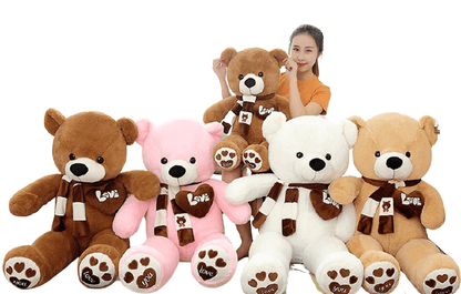 NNECN Huge 100cm Khaki Giant Teddy Bear Toys Stuffed Animals Soft Plush Cotton Scarf Bear Hold Pillow Doll - One Oasis