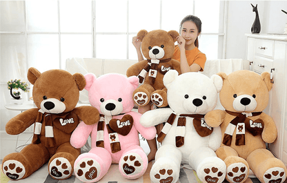 NNECN Huge 100cm White Giant Teddy Bear Toys Stuffed Animals Soft Plush Cotton Scarf Bear Hold Pillow Doll - One Oasis