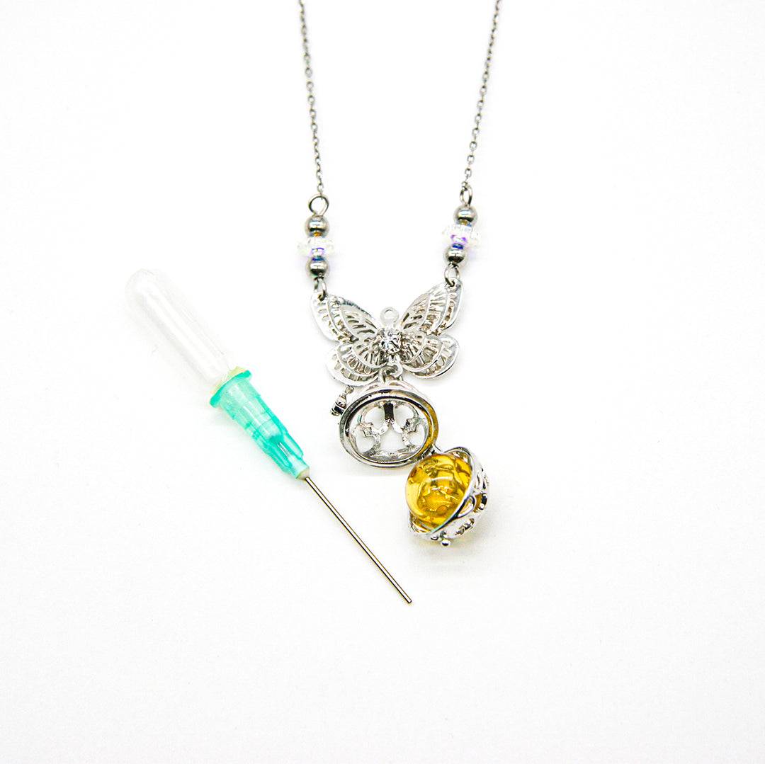 Butterfly White Gold Aroma Necklace + Purify Oil Blend - One Oasis
