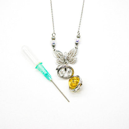 Butterfly White Gold Aroma Necklace + Purify Oil Blend - One Oasis