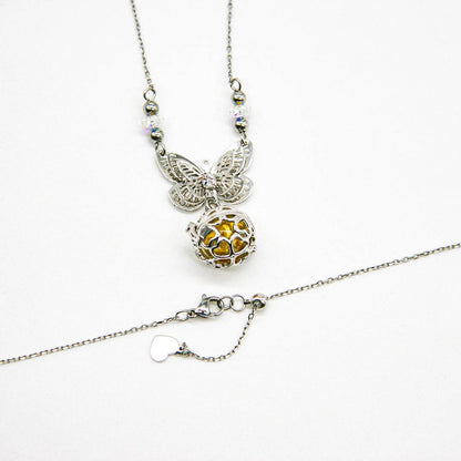 Butterfly White Gold Aroma Necklace + Purify Oil Blend - One Oasis