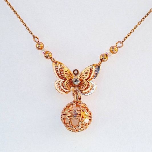 Butterfly Rose Gold Aroma Necklace + Purify Oil Blend - One Oasis