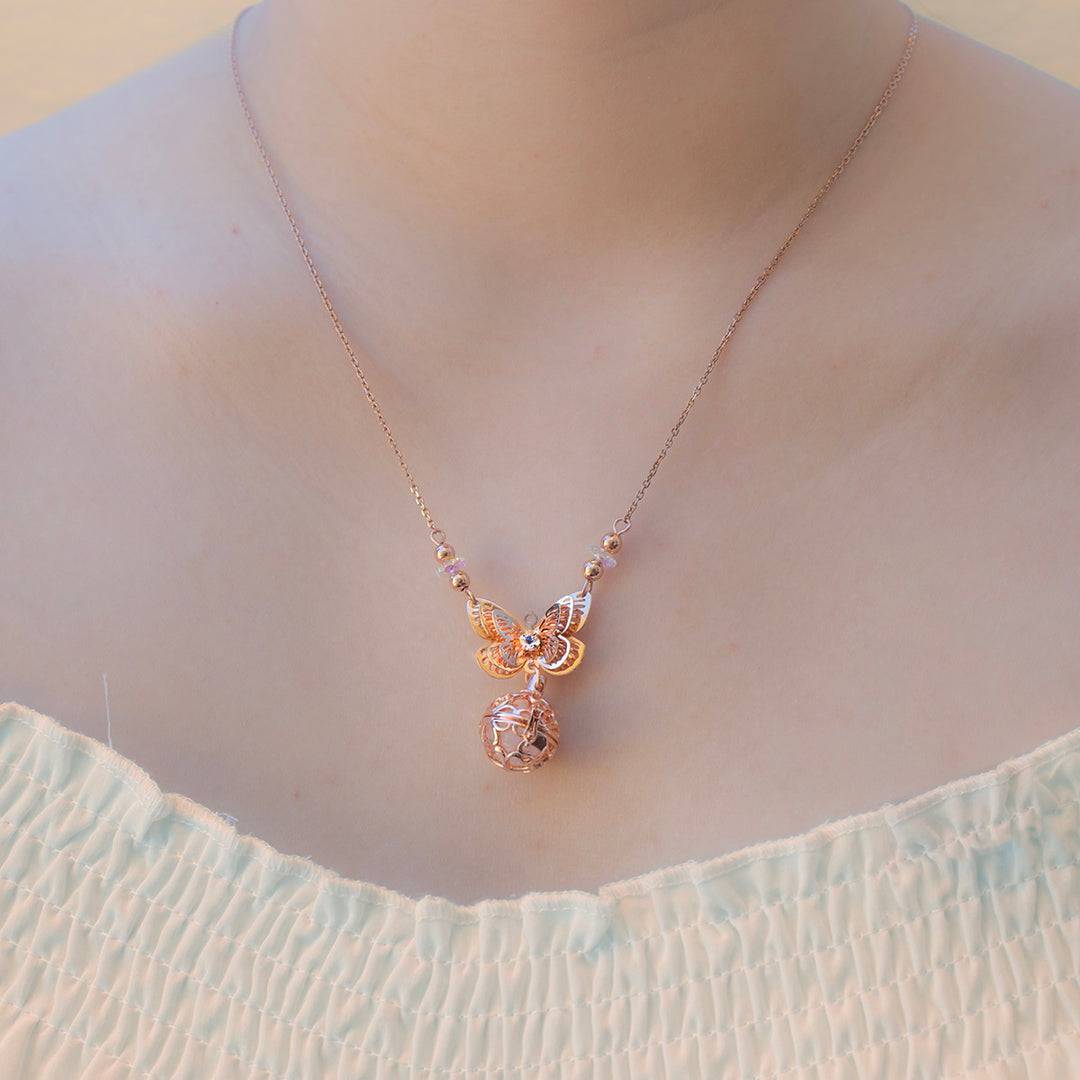 Butterfly Rose Gold Aroma Necklace + Purify Oil Blend - One Oasis