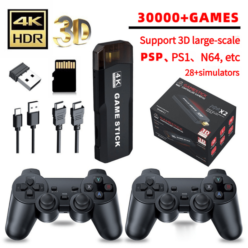 4K 3D Wireless Retro Game Console - 30,000+ Games with Dual Controllers, Supports PSP/PS1/N64 & 28+ Emulators - One Oasis