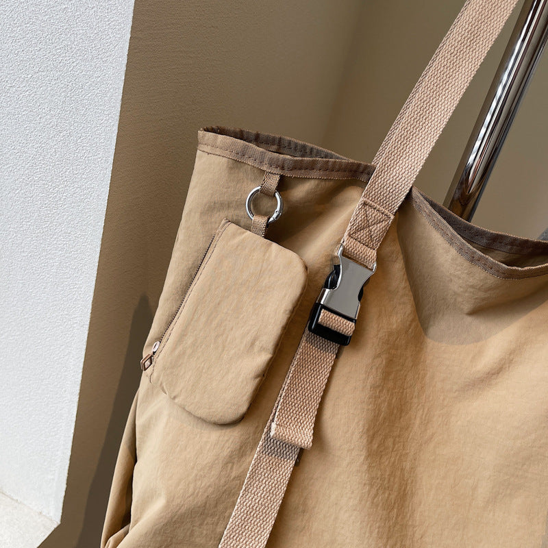 Green Women's Large Capacity Nylon Tote Bag - Stylish Casual Shoulder & Crossbody Bag with Detachable Pouch